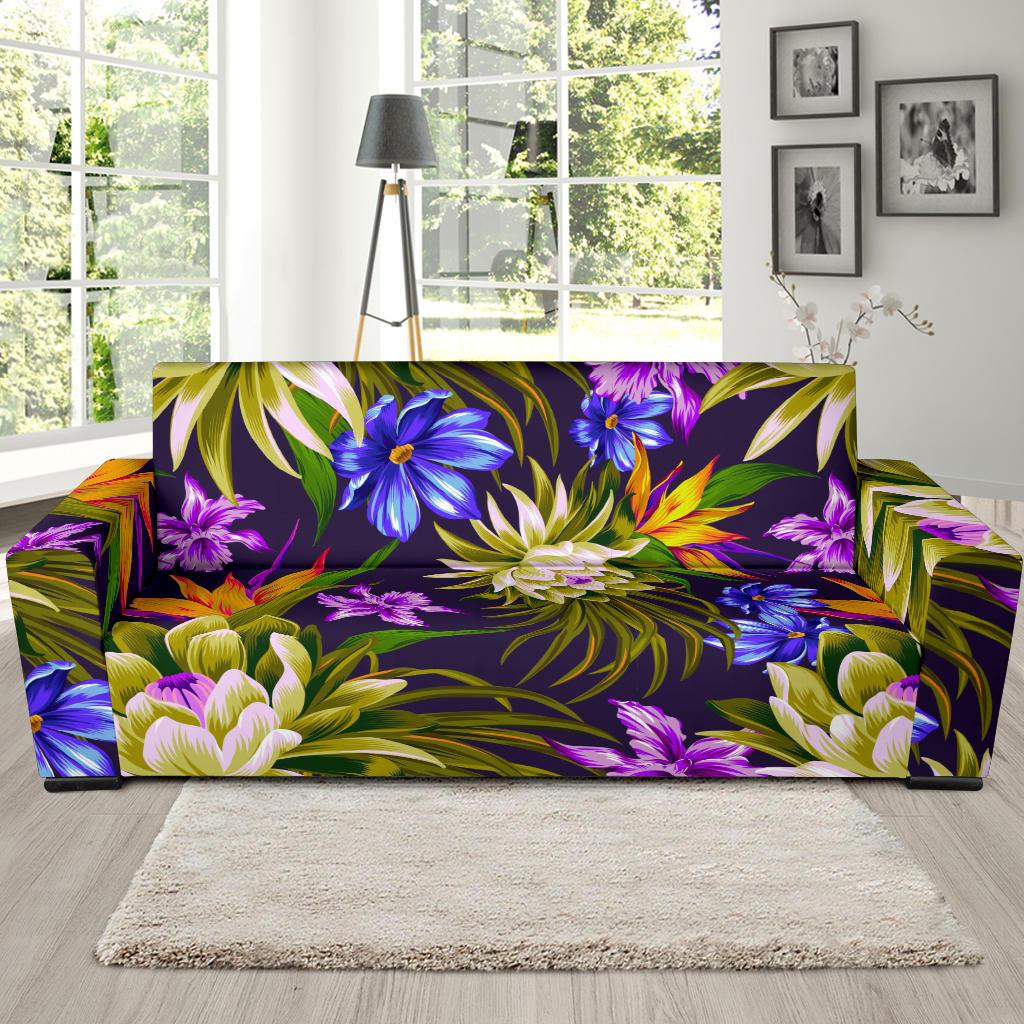 Water Lily Pattern Print Design WL08 Sofa Slipcover-JORJUNE.COM