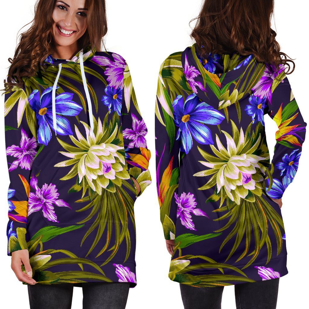 Water Lily Pattern Print Design WL08 Women Hoodie Dress