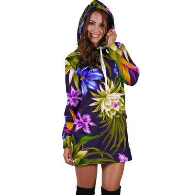 Water Lily Pattern Print Design WL08 Women Hoodie Dress