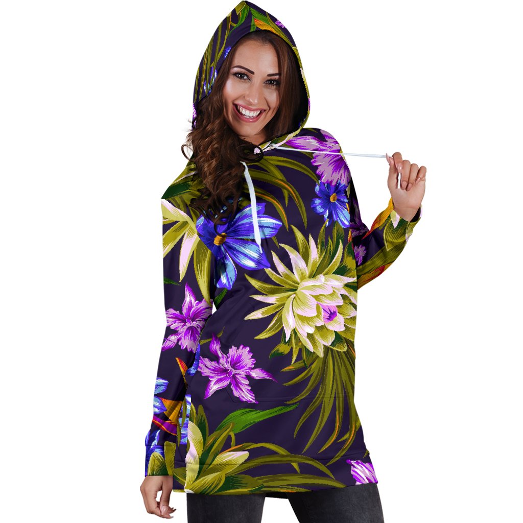 Water Lily Pattern Print Design WL08 Women Hoodie Dress