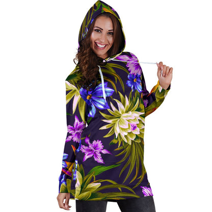 Water Lily Pattern Print Design WL08 Women Hoodie Dress