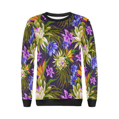 Water Lily Pattern Print Design WL08 Women Long Sleeve Sweatshirt-JorJune