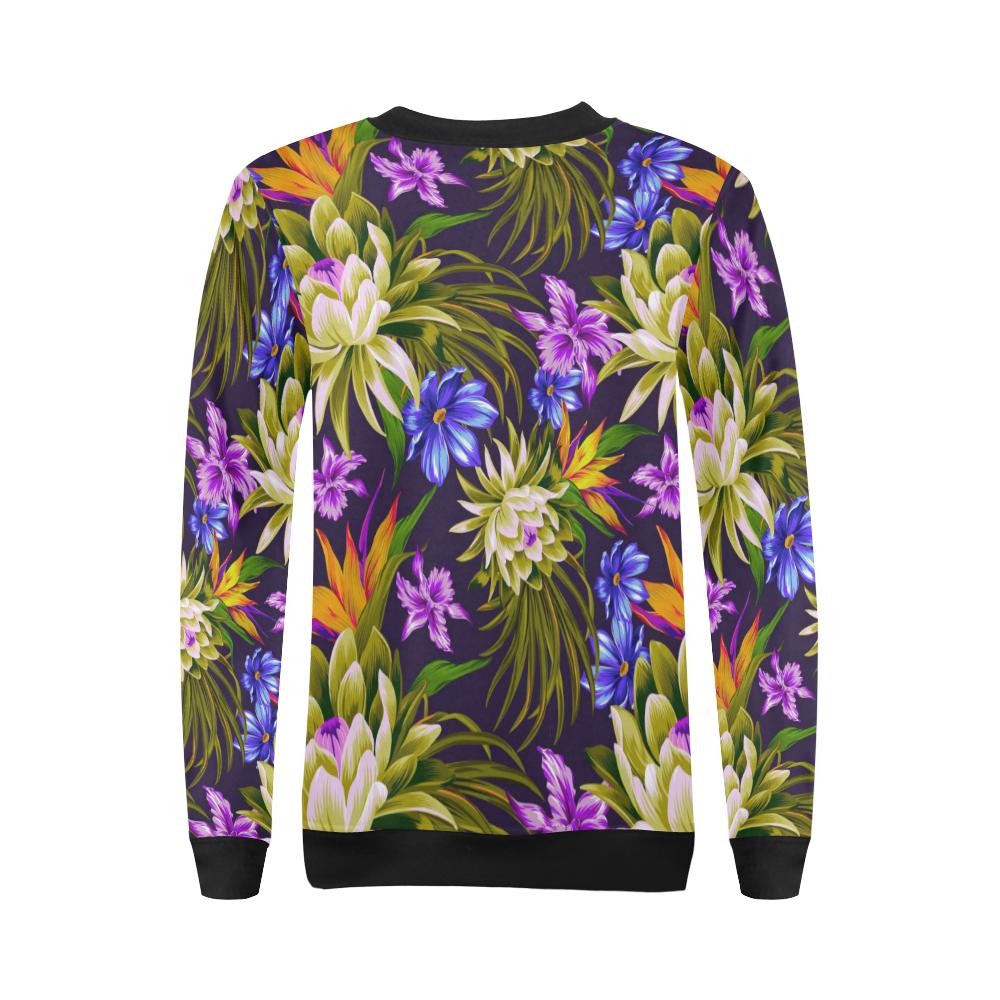 Water Lily Pattern Print Design WL08 Women Long Sleeve Sweatshirt-JorJune
