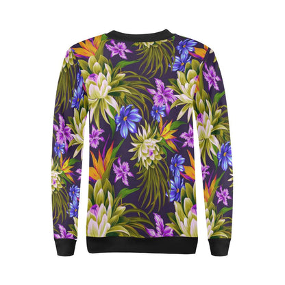 Water Lily Pattern Print Design WL08 Women Long Sleeve Sweatshirt-JorJune