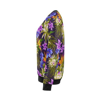 Water Lily Pattern Print Design WL08 Women Long Sleeve Sweatshirt-JorJune