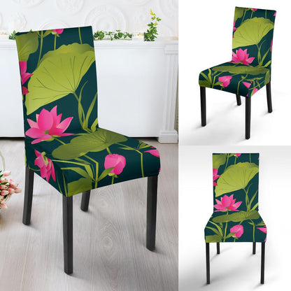 Water Lily Pattern Print Design WL09 Dining Chair Slipcover-JORJUNE.COM