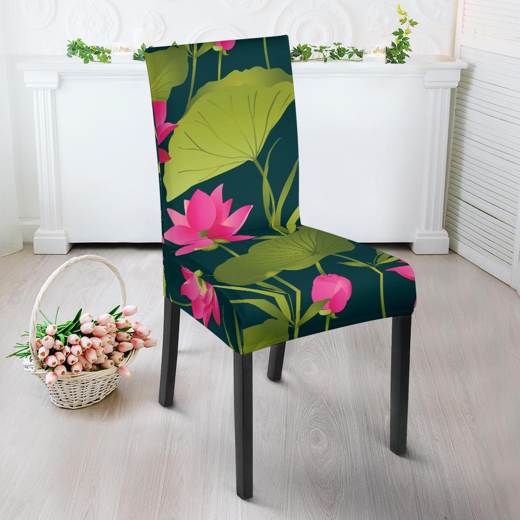 Water Lily Pattern Print Design WL09 Dining Chair Slipcover-JORJUNE.COM