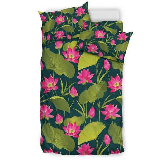 Water Lily Pattern Print Design WL09 Duvet Cover Bedding Set-JORJUNE.COM