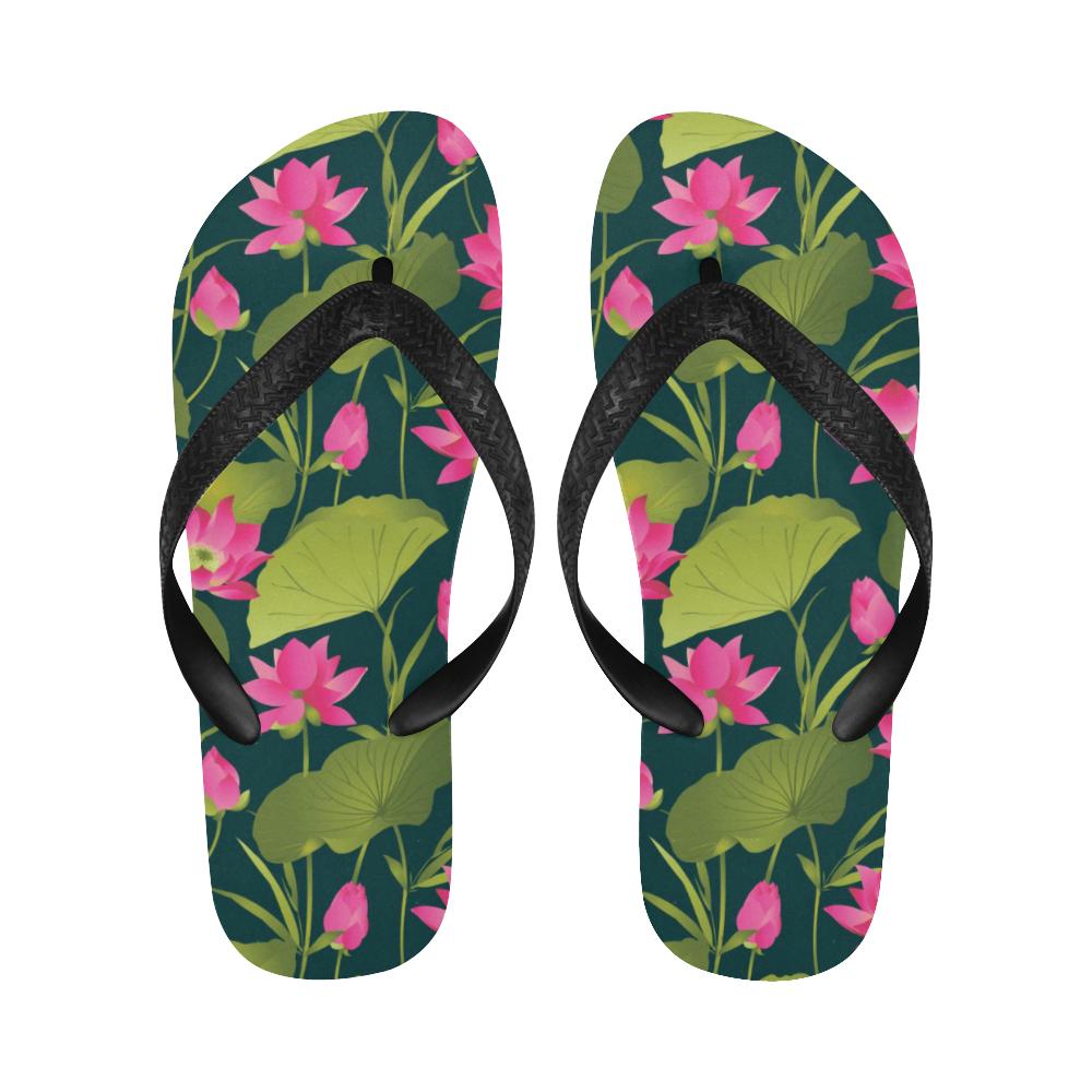 Water Lily Pattern Print Design WL09 Flip Flops-JorJune