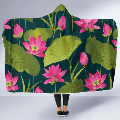 Water Lily Pattern Print Design WL09 Hooded Blanket-JORJUNE.COM