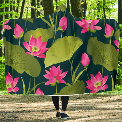 Water Lily Pattern Print Design WL09 Hooded Blanket-JORJUNE.COM