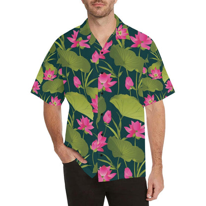 Water Lily Pattern Print Design WL09 Men Hawaiian Shirt-JorJune