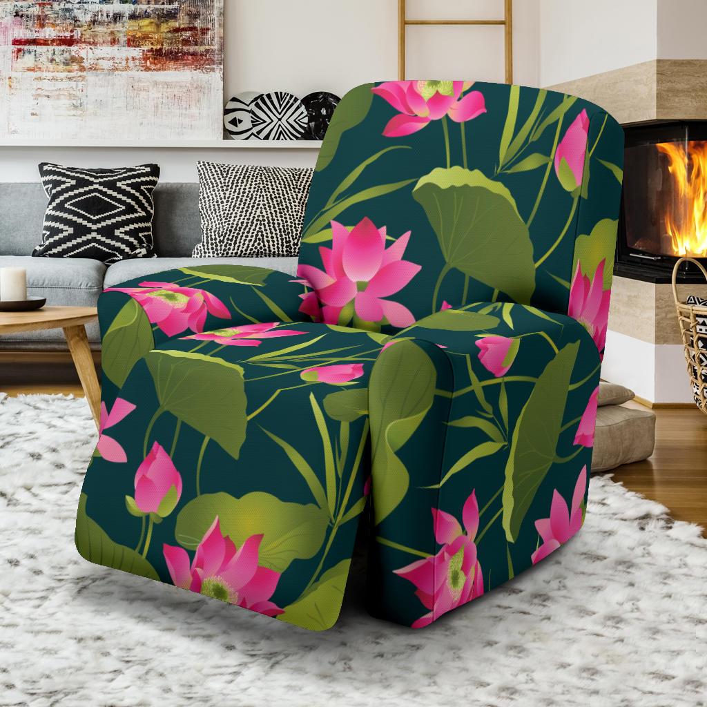 Water Lily Pattern Print Design WL09 Recliner Slipcover-JORJUNE.COM