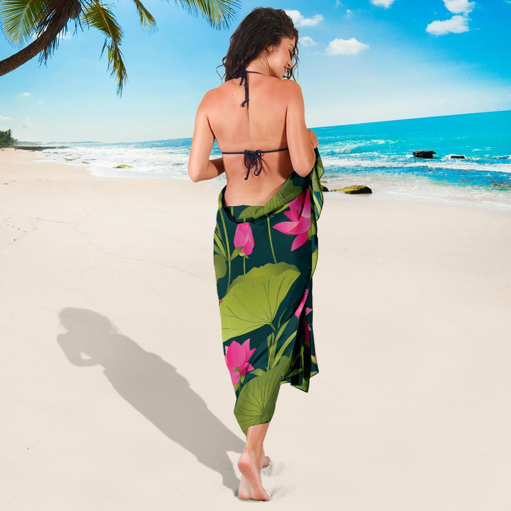 Water Lily Pattern Print Design WL09 Sarong Pareo Wrap-JORJUNE.COM