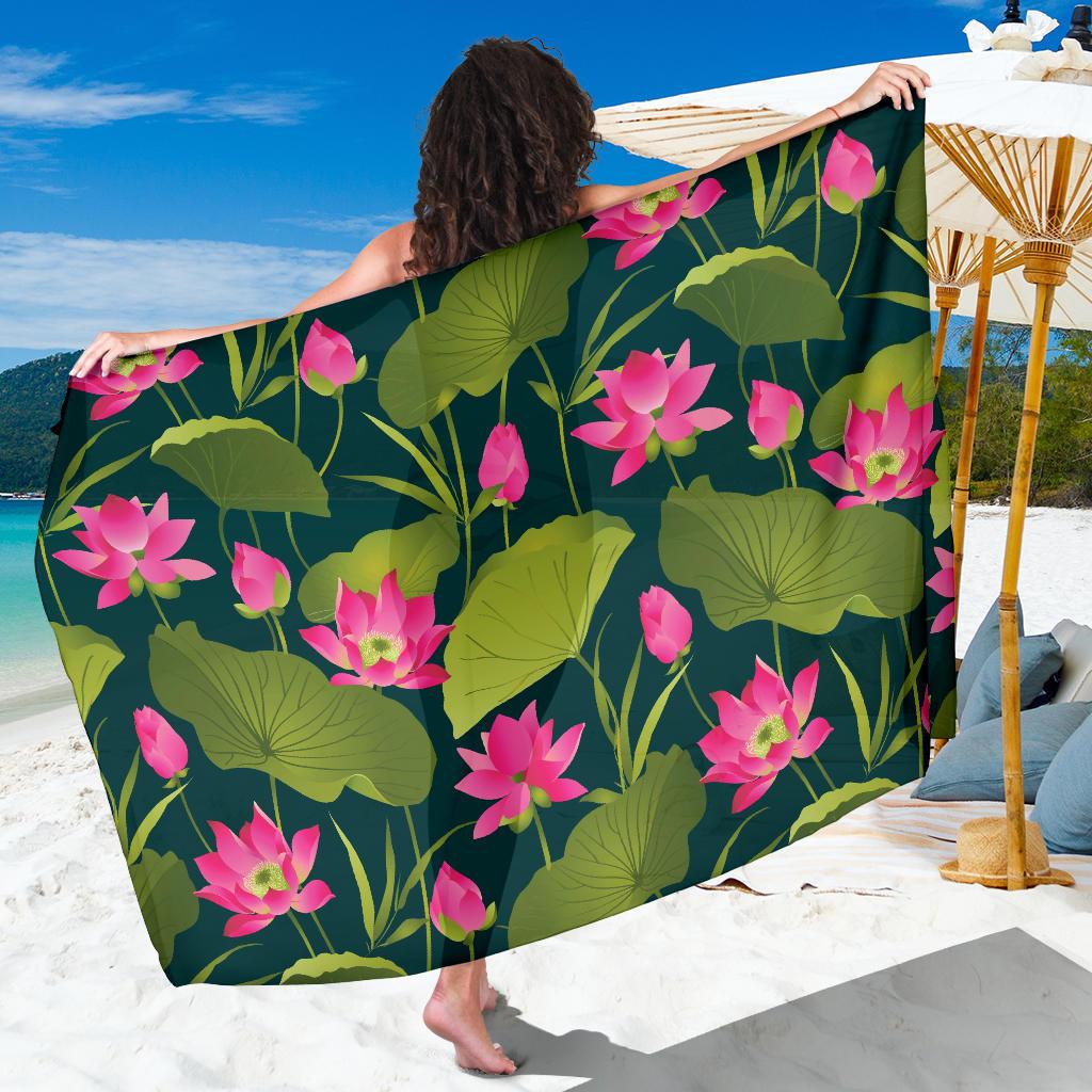 Water Lily Pattern Print Design WL09 Sarong Pareo Wrap-JORJUNE.COM