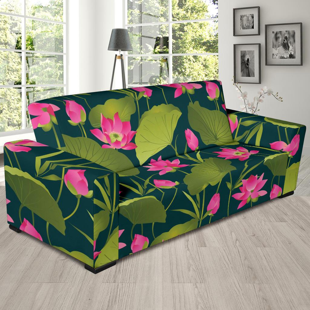 Water Lily Pattern Print Design WL09 Sofa Slipcover-JORJUNE.COM