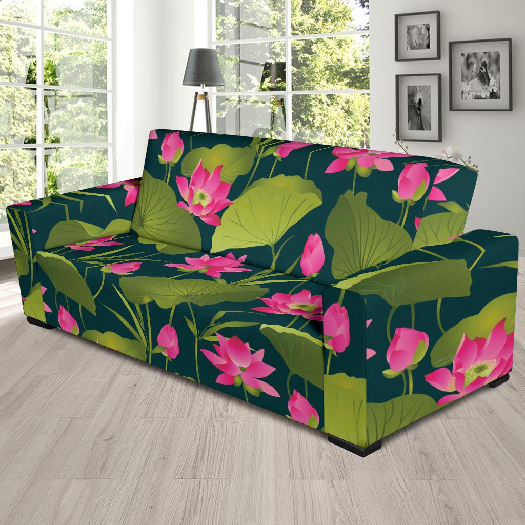 Water Lily Pattern Print Design WL09 Sofa Slipcover-JORJUNE.COM