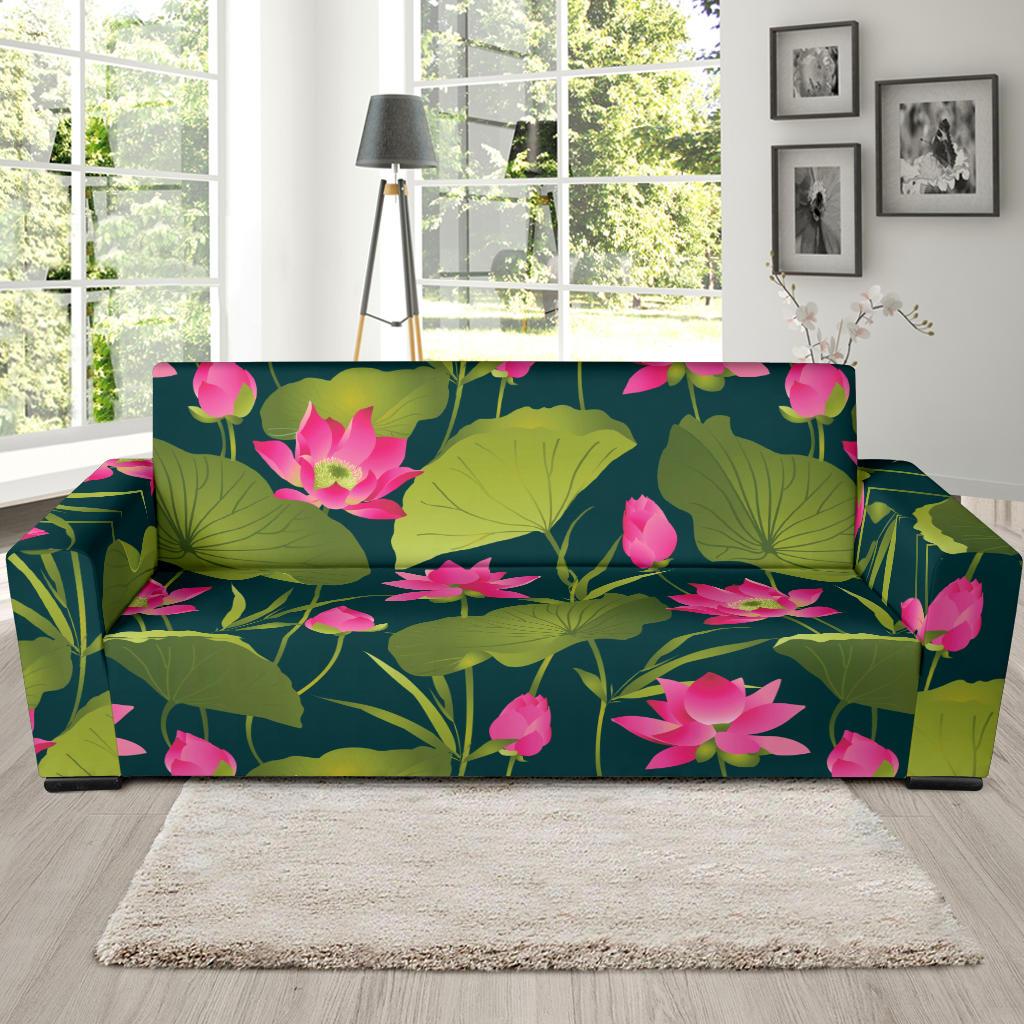 Water Lily Pattern Print Design WL09 Sofa Slipcover-JORJUNE.COM