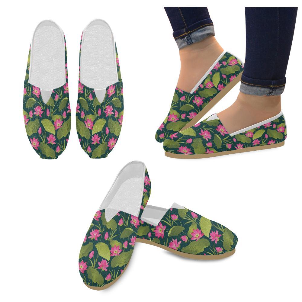 Water Lily Pattern Print Design WL09 Women Casual Shoes-JorJune.com