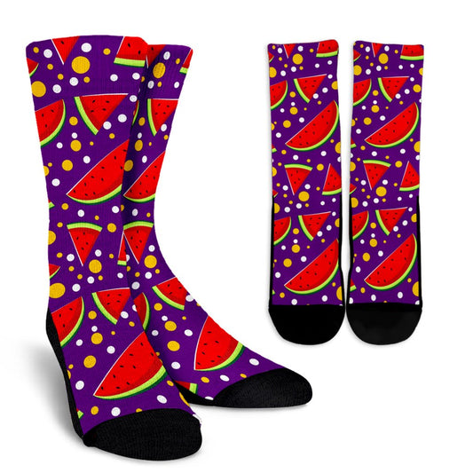 Watermelon Pattern Print Design WM010 Crew Socks-JORJUNE.COM