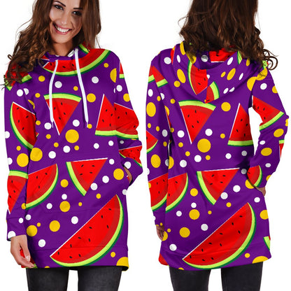 Watermelon Pattern Print Design WM010 Women Hoodie Dress