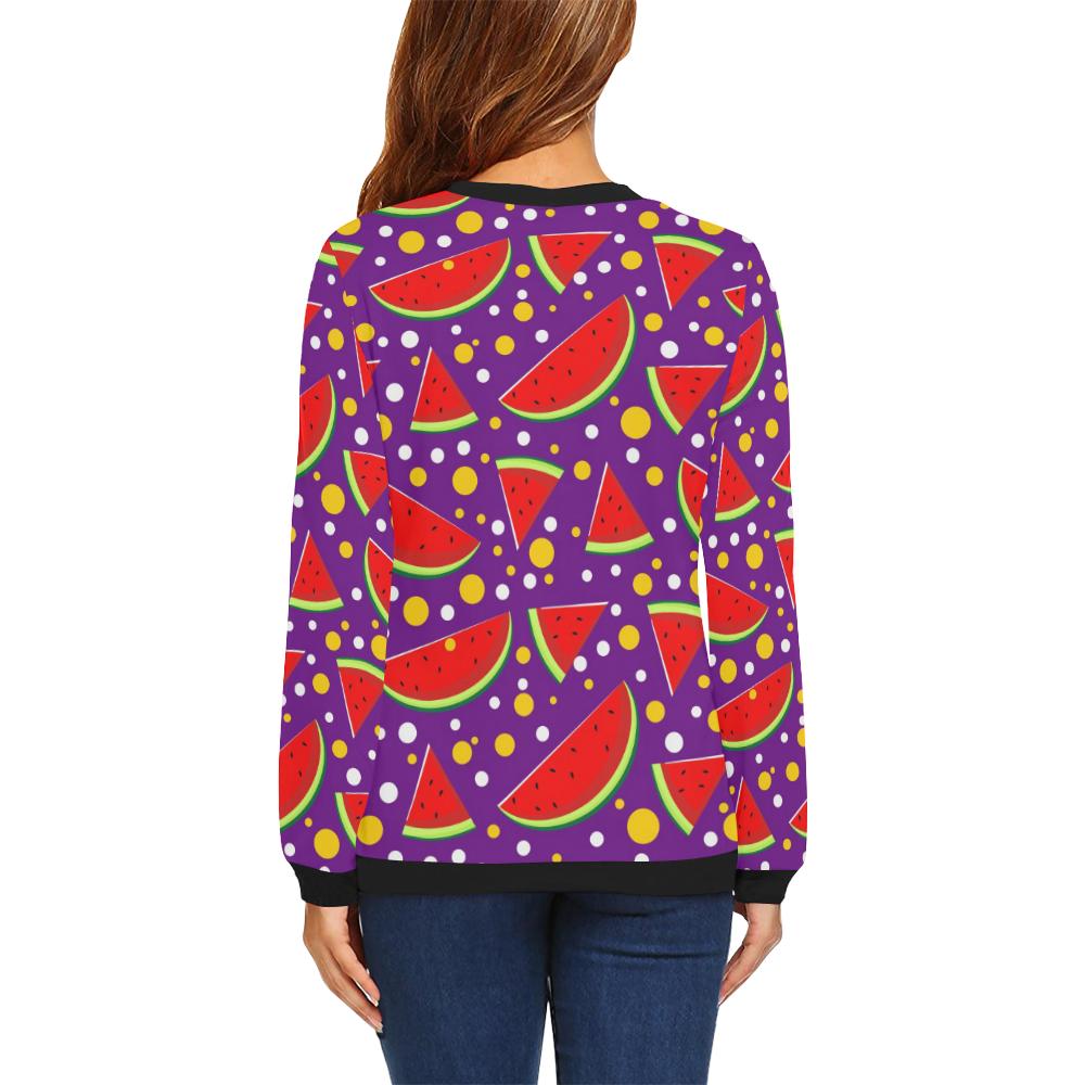 Watermelon Pattern Print Design WM010 Women Long Sleeve Sweatshirt-JorJune