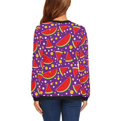 Watermelon Pattern Print Design WM010 Women Long Sleeve Sweatshirt-JorJune