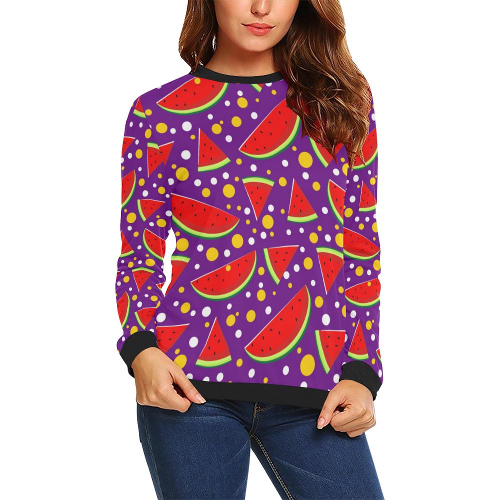 Watermelon Pattern Print Design WM010 Women Long Sleeve Sweatshirt-JorJune