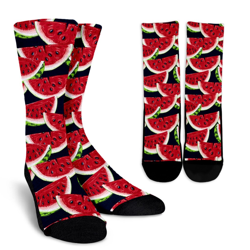 Watermelon Pattern Print Design WM011 Crew Socks-JORJUNE.COM