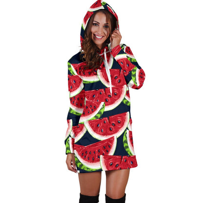 Watermelon Pattern Print Design WM011 Women Hoodie Dress