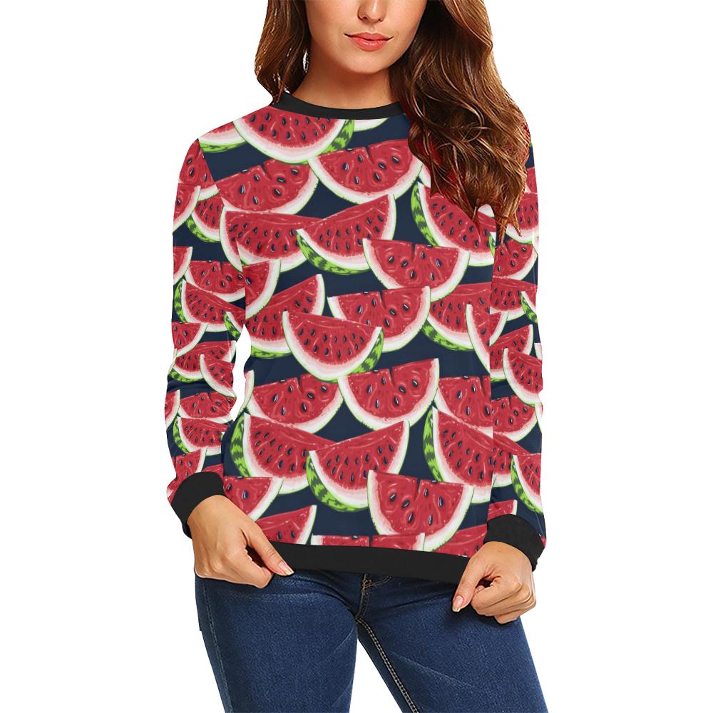 Watermelon Pattern Print Design WM011 Women Long Sleeve Sweatshirt-JorJune
