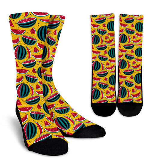 Watermelon Pattern Print Design WM02 Crew Socks-JORJUNE.COM