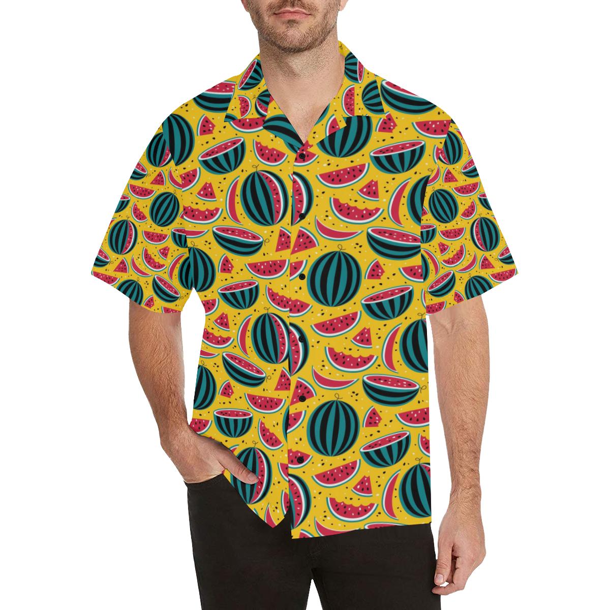 Watermelon Pattern Print Design WM02 Men Hawaiian Shirt-JorJune