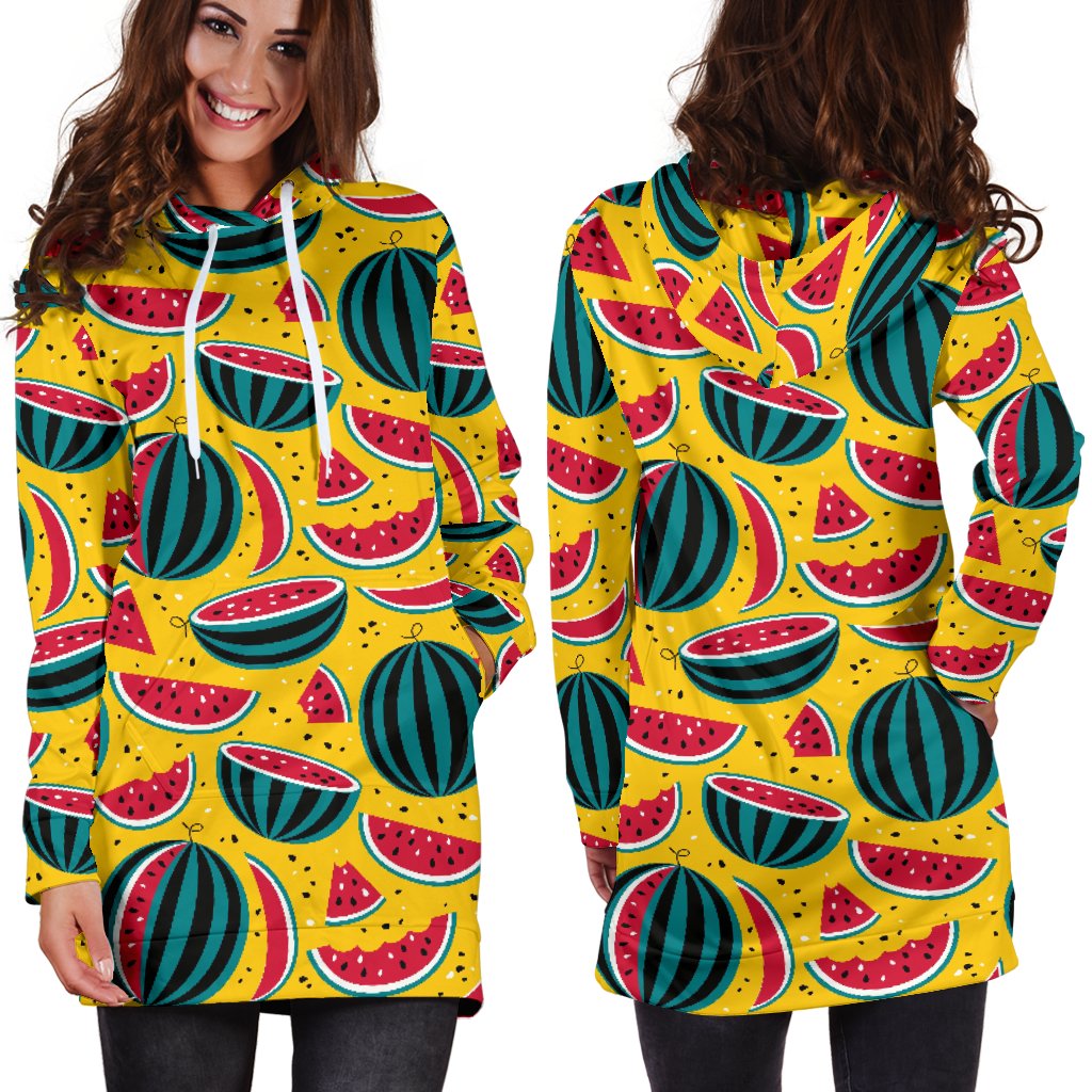 Watermelon Pattern Print Design WM02 Women Hoodie Dress