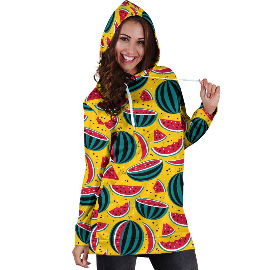Watermelon Pattern Print Design WM02 Women Hoodie Dress
