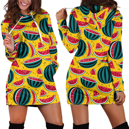 Watermelon Pattern Print Design WM02 Women Hoodie Dress