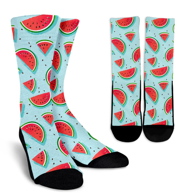 Watermelon Pattern Print Design WM03 Crew Socks-JORJUNE.COM