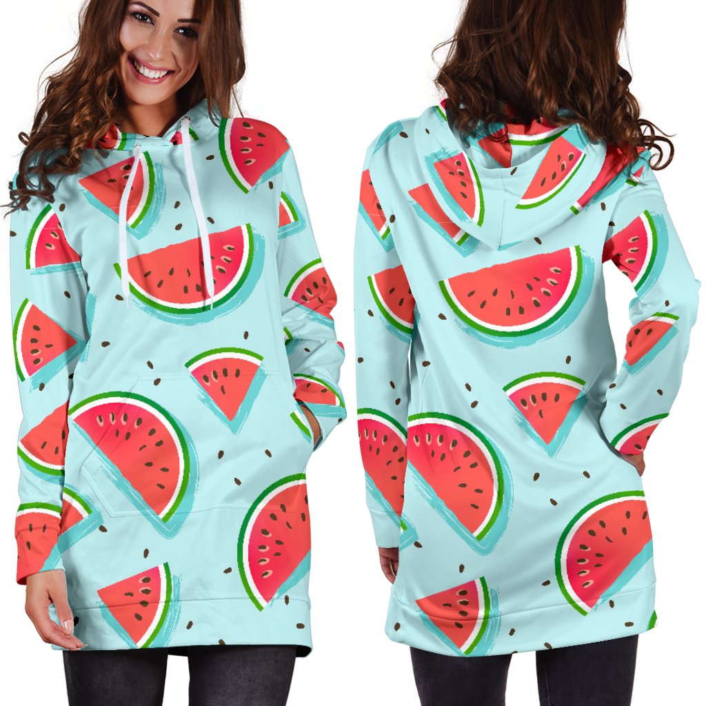 Watermelon Pattern Print Design WM03 Women Hoodie Dress