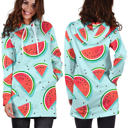Watermelon Pattern Print Design WM03 Women Hoodie Dress