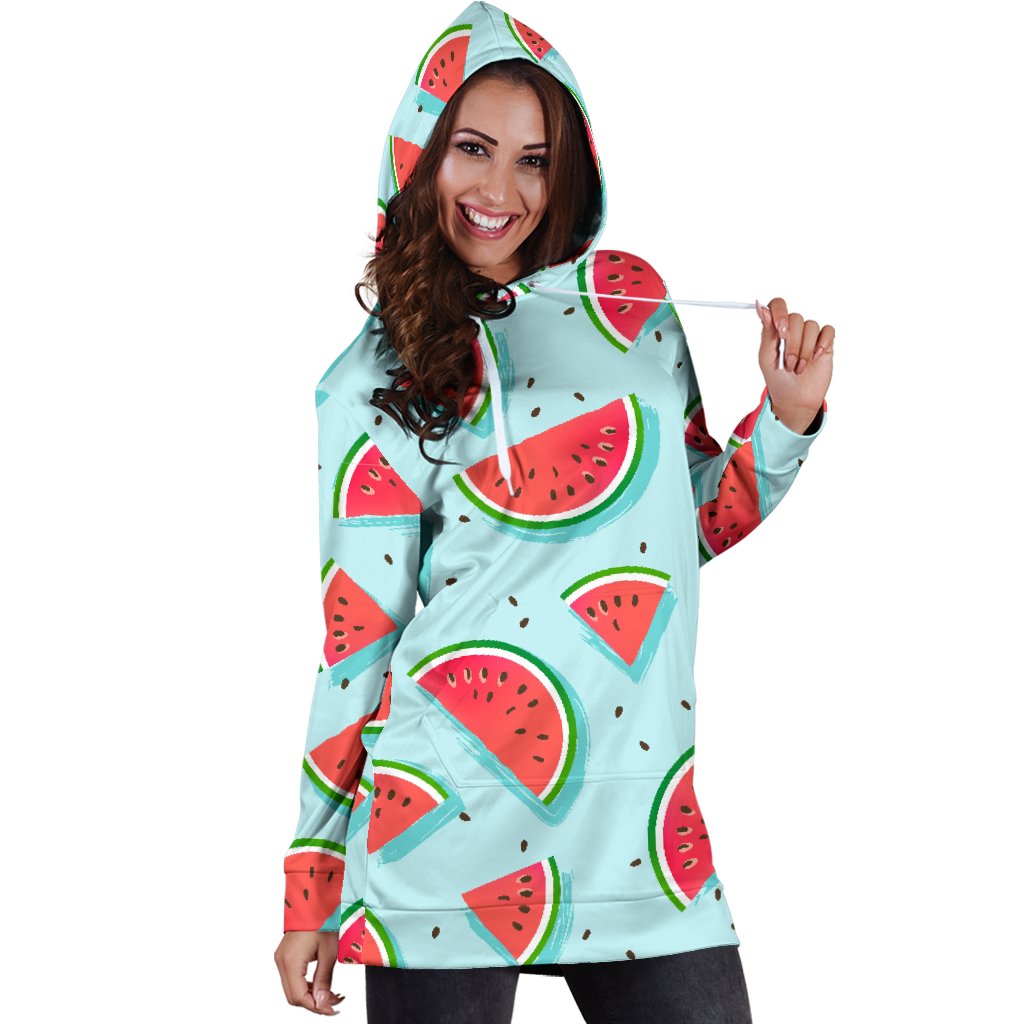 Watermelon Pattern Print Design WM03 Women Hoodie Dress