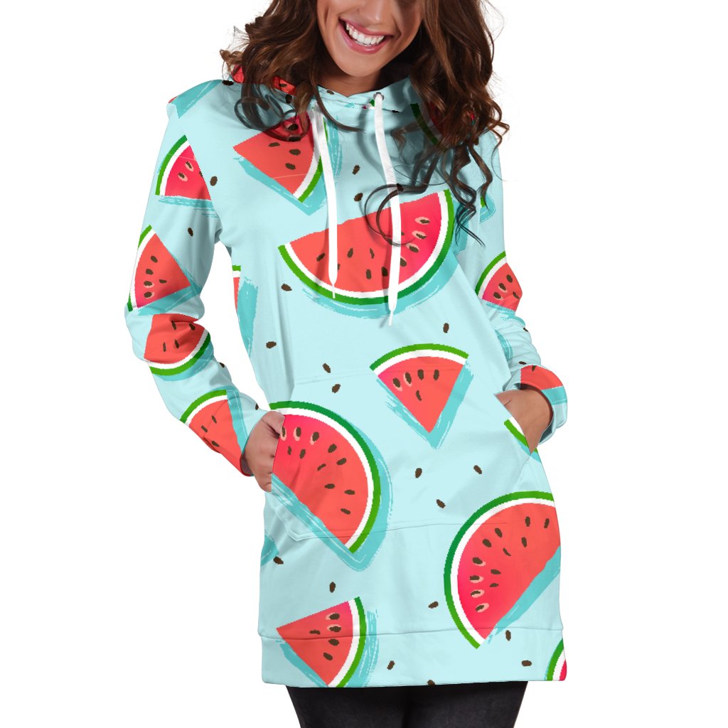 Watermelon Pattern Print Design WM03 Women Hoodie Dress