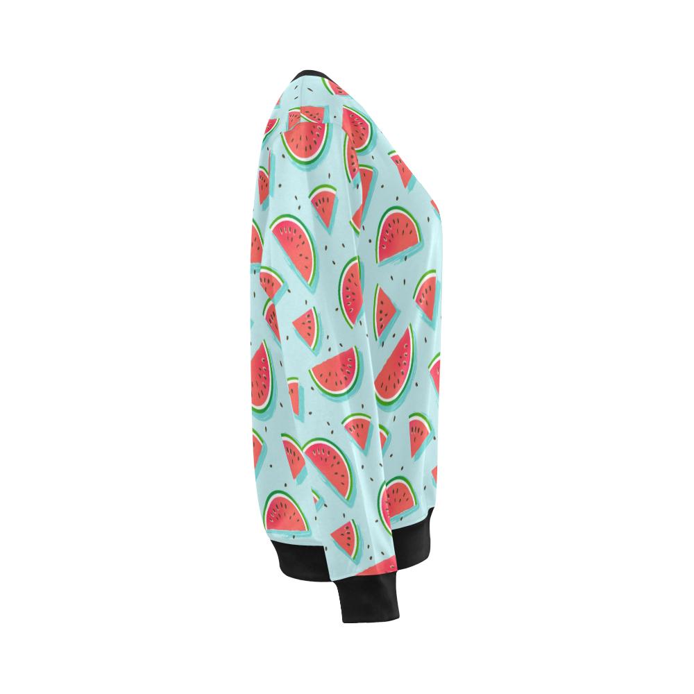 Watermelon Pattern Print Design WM03 Women Long Sleeve Sweatshirt-JorJune