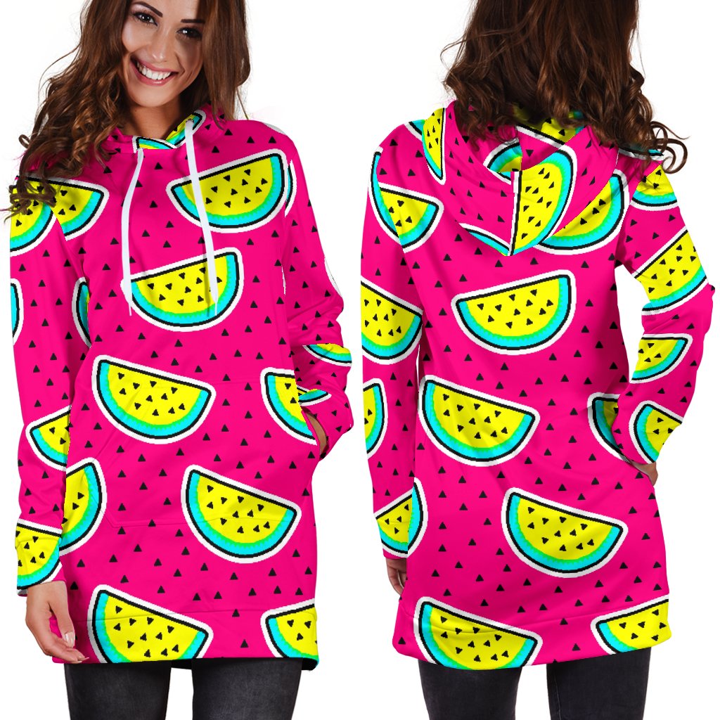 Watermelon Pattern Print Design WM04 Women Hoodie Dress