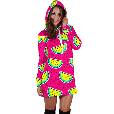 Watermelon Pattern Print Design WM04 Women Hoodie Dress