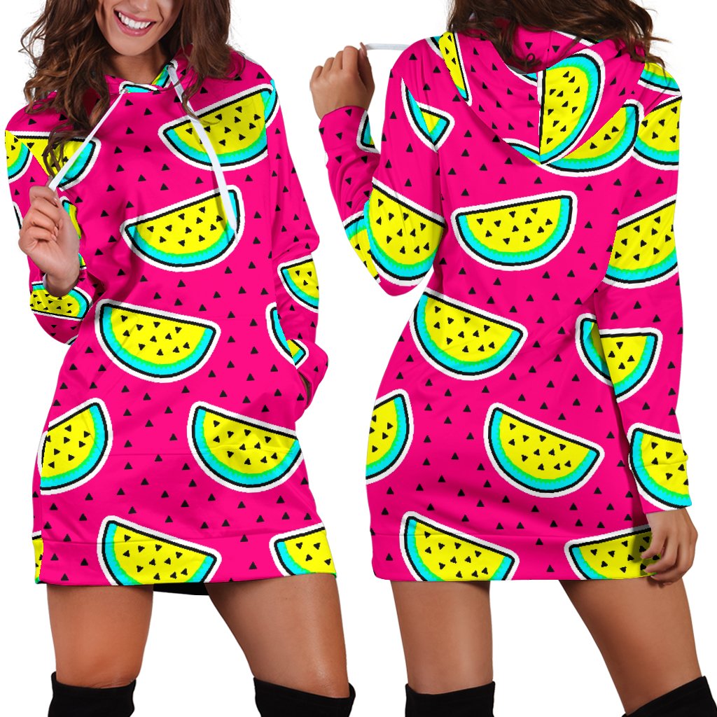Watermelon Pattern Print Design WM04 Women Hoodie Dress