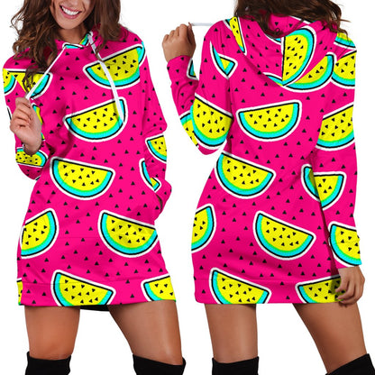 Watermelon Pattern Print Design WM04 Women Hoodie Dress