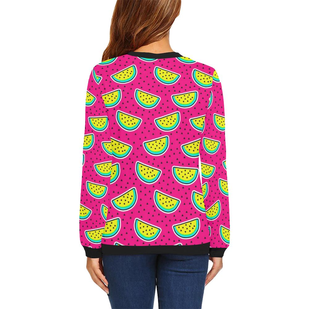 Watermelon Pattern Print Design WM04 Women Long Sleeve Sweatshirt-JorJune