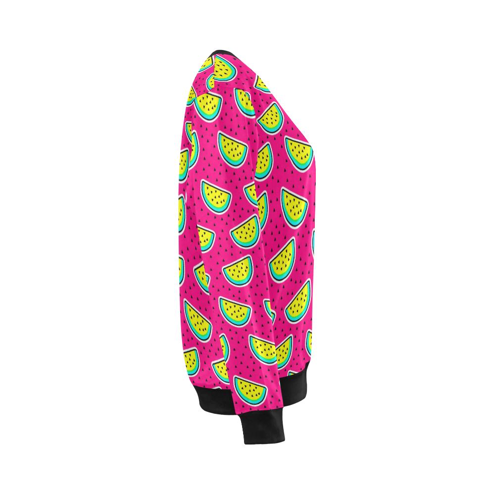 Watermelon Pattern Print Design WM04 Women Long Sleeve Sweatshirt-JorJune