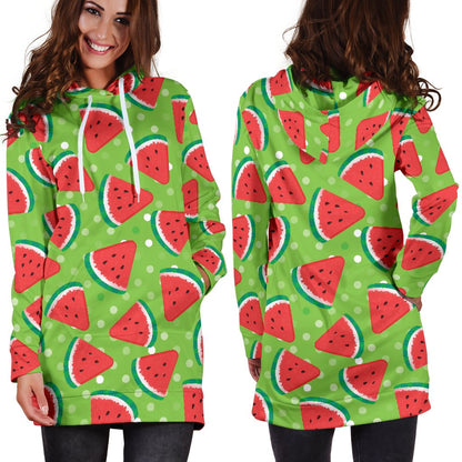 Watermelon Pattern Print Design WM05 Women Hoodie Dress