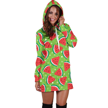 Watermelon Pattern Print Design WM05 Women Hoodie Dress